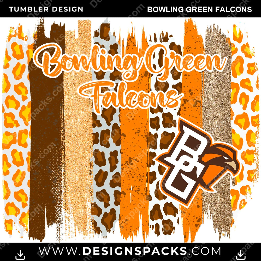 College Sport Brush Strokes Bowling Green Falcons NCAA College Sport Tumbler Digital Wrap Design Download