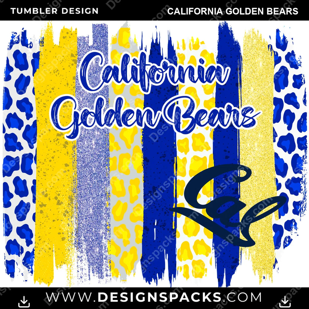 College Sport Brush Strokes California Golden Bears NCAA College Sport Tumbler Digital Wrap Design Download