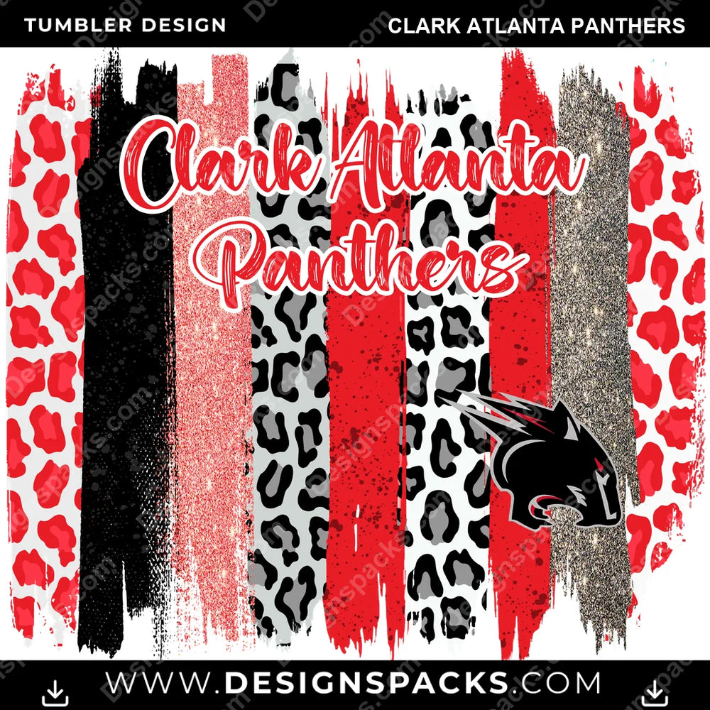 College Sport Brush Strokes Clark Atlanta Panthers NCAA College Sport Tumbler Digital Wrap Design Download