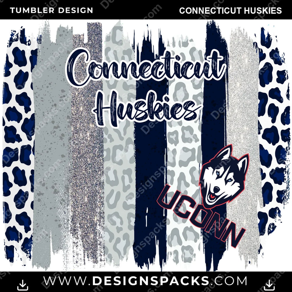 College Sport Brush Strokes Connecticut Huskies NCAA College Sport Tumbler Digital Wrap Design Download