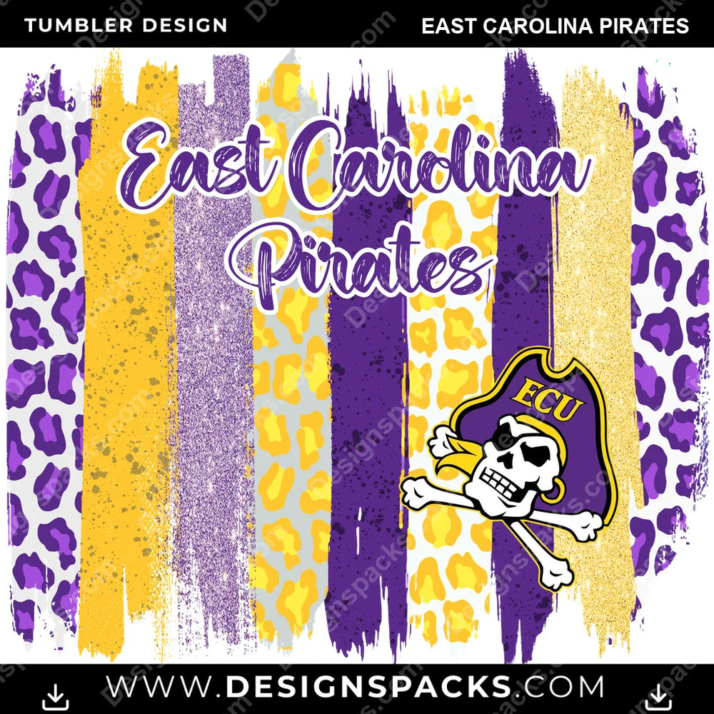 College Sport Brush Strokes East Carolina Pirates NCAA College Sport Tumbler Digital Wrap Design Download