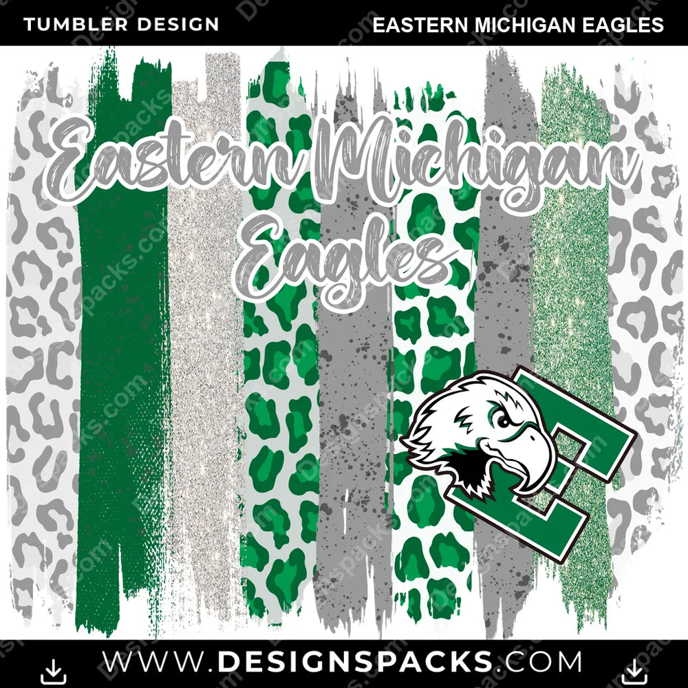 College Sport Brush Strokes Eastern Michigan Eagles NCAA College Sport Tumbler Digital Wrap Design Download