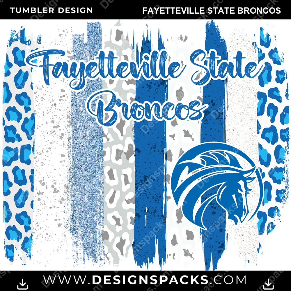 College Sport Brush Strokes Fayetteville State Broncos NCAA College Sport Tumbler Digital Wrap Design Download
