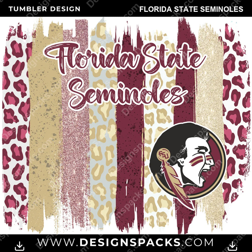 College Sport Brush Strokes Florida State Seminoles NCAA College Sport Tumbler Digital Wrap Design Download