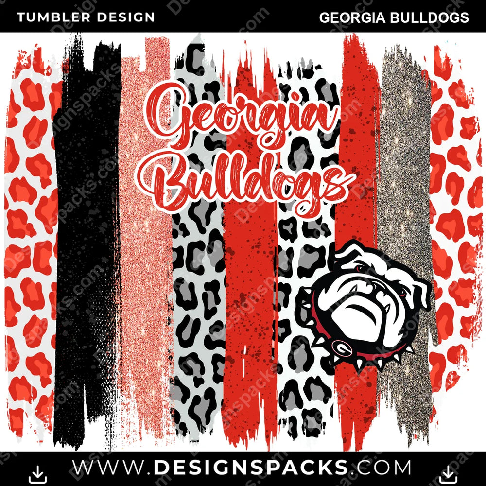 College Sport Brush Strokes Georgia Bulldogs NCAA College Sport Tumbler Digital Wrap Design Download