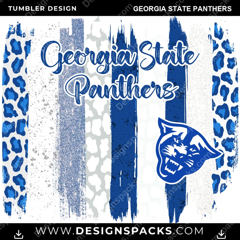 College Sport Brush Strokes Georgia State Panthers NCAA College Sport Tumbler Digital Wrap Design Download