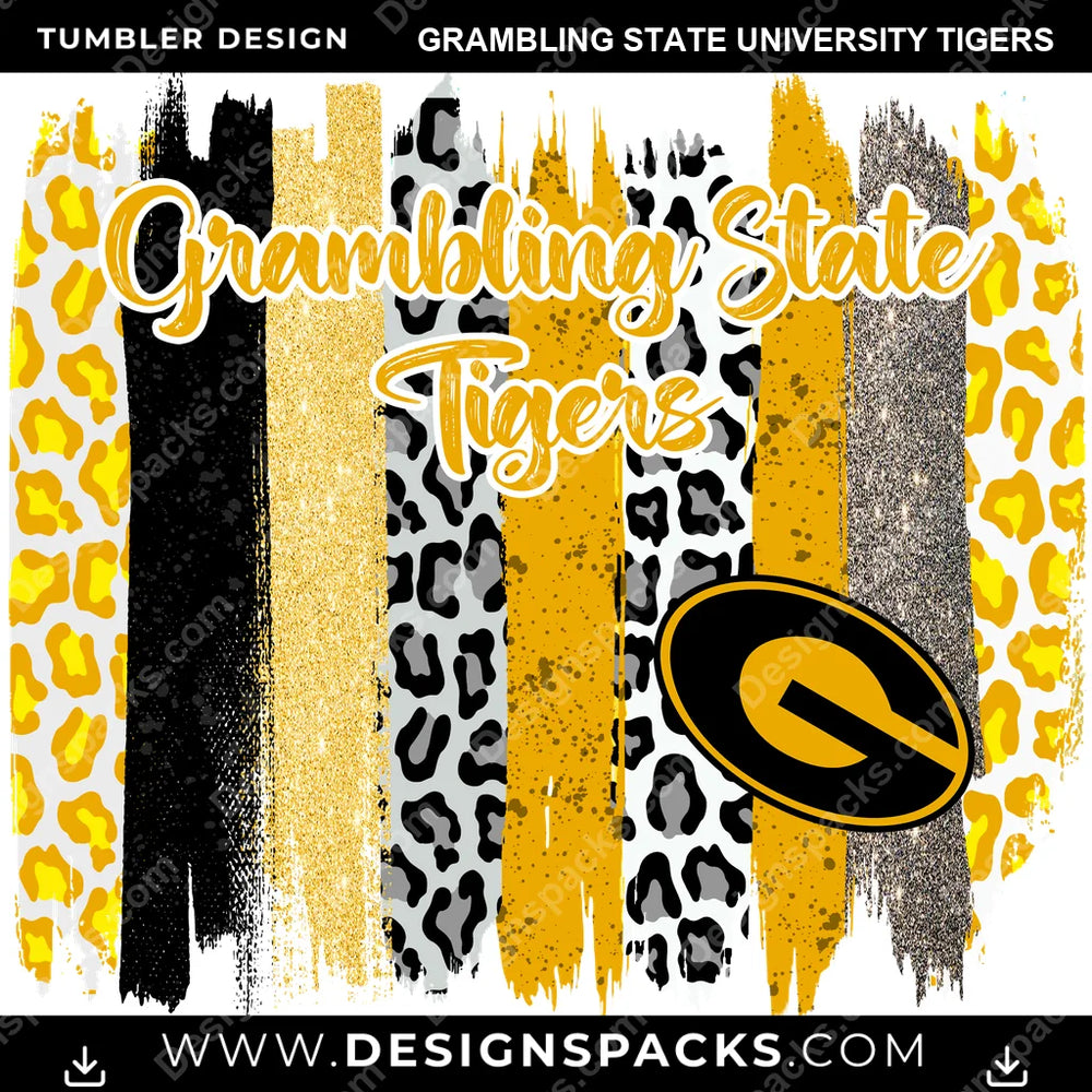 College Sport Brush Strokes Grambling State University Tigers NCAA College Sport Tumbler Digital Wrap Design Download