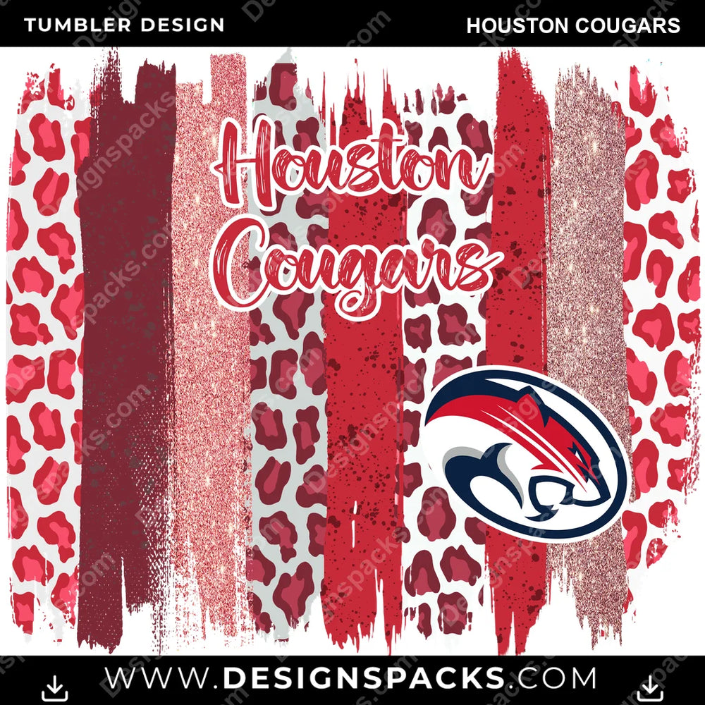 College Sport Brush Strokes Houston Cougars NCAA College Sport Tumbler Digital Wrap Design Download
