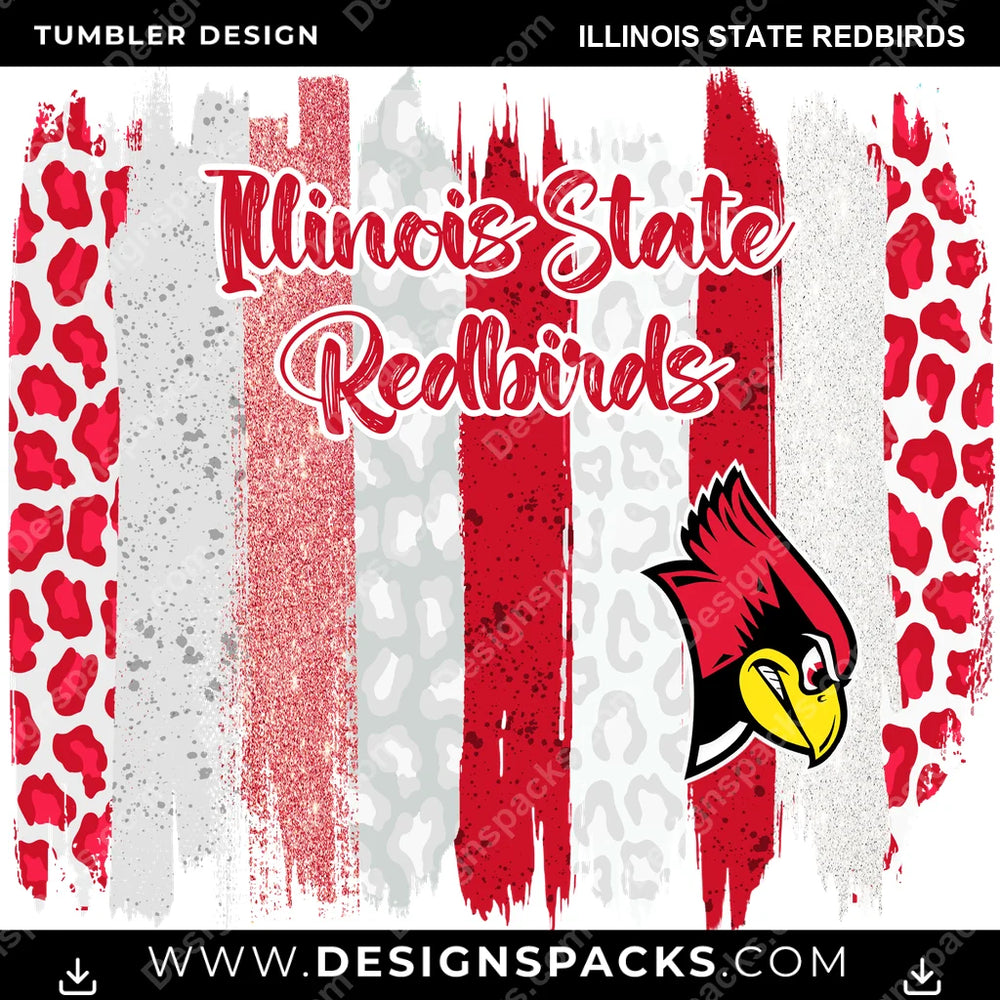 College Sport Brush Strokes Illinois State Redbirds NCAA College Sport Tumbler Digital Wrap Design Download