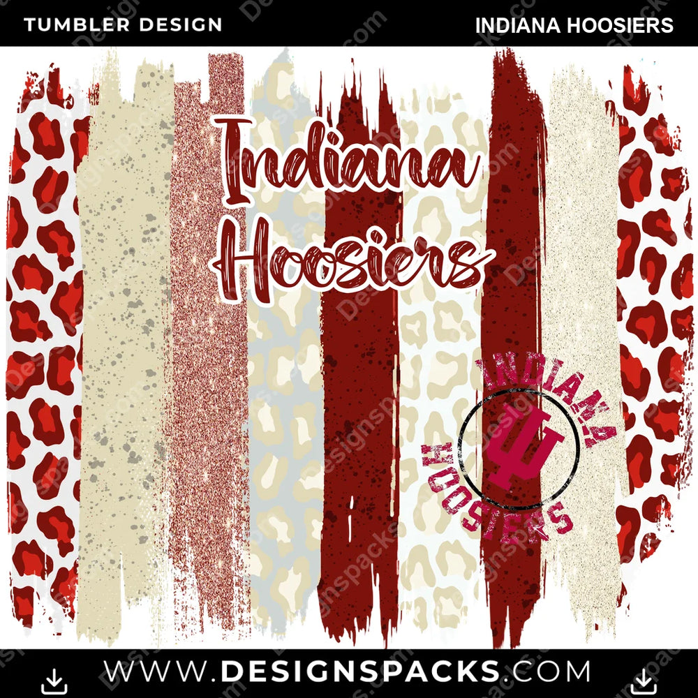 College Sport Brush Strokes Indiana Hoosiers NCAA College Sport Tumbler Digital Wrap Design Download