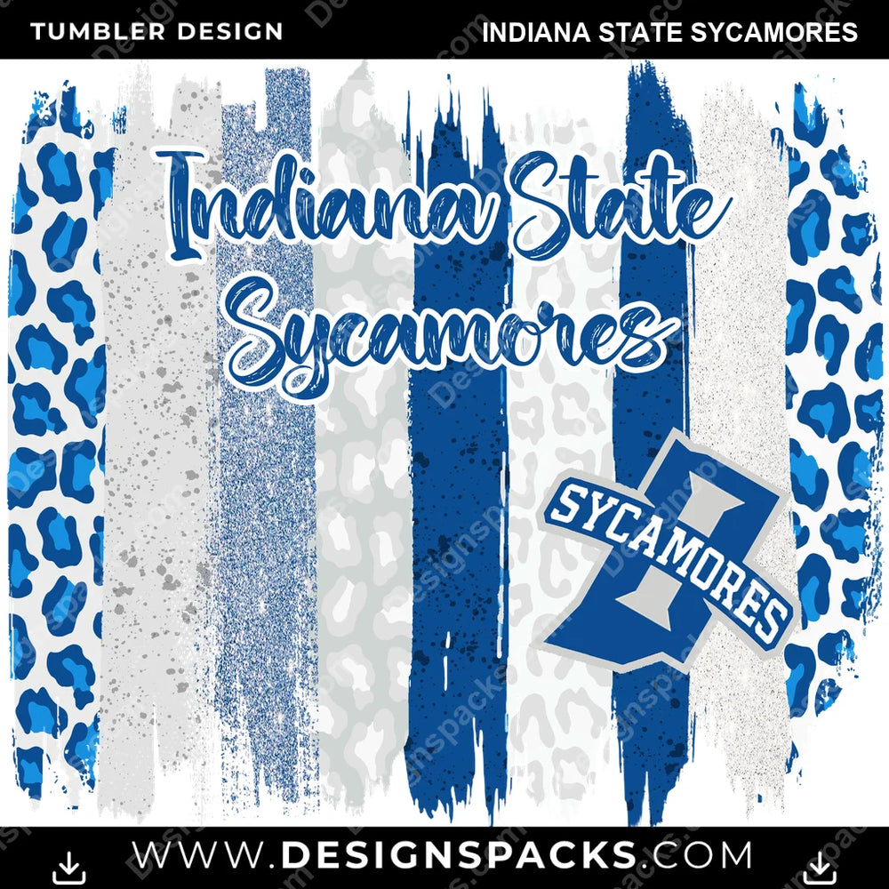 College Sport Brush Strokes Indiana State Sycamores NCAA College Sport Tumbler Digital Wrap Design Download