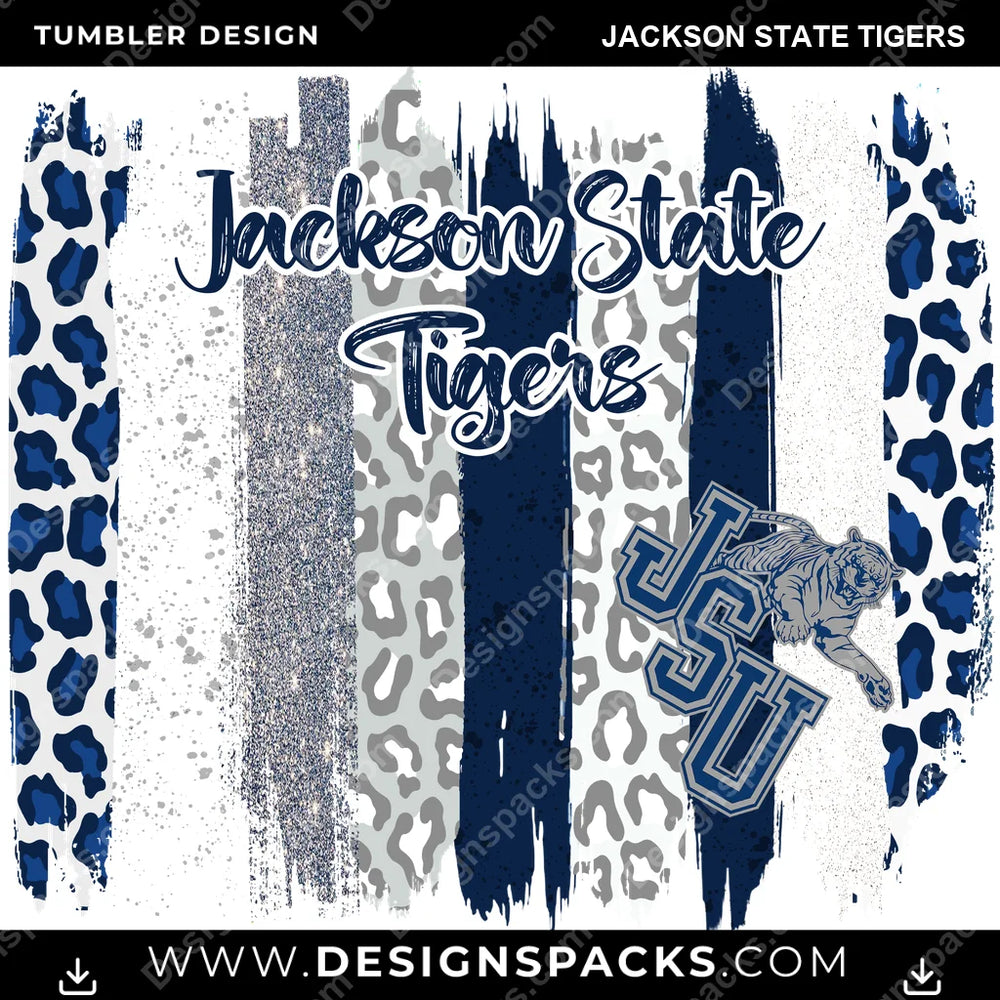 College Sport Brush Strokes Jackson State Tigers NCAA College Sport Tumbler Digital Wrap Design Download