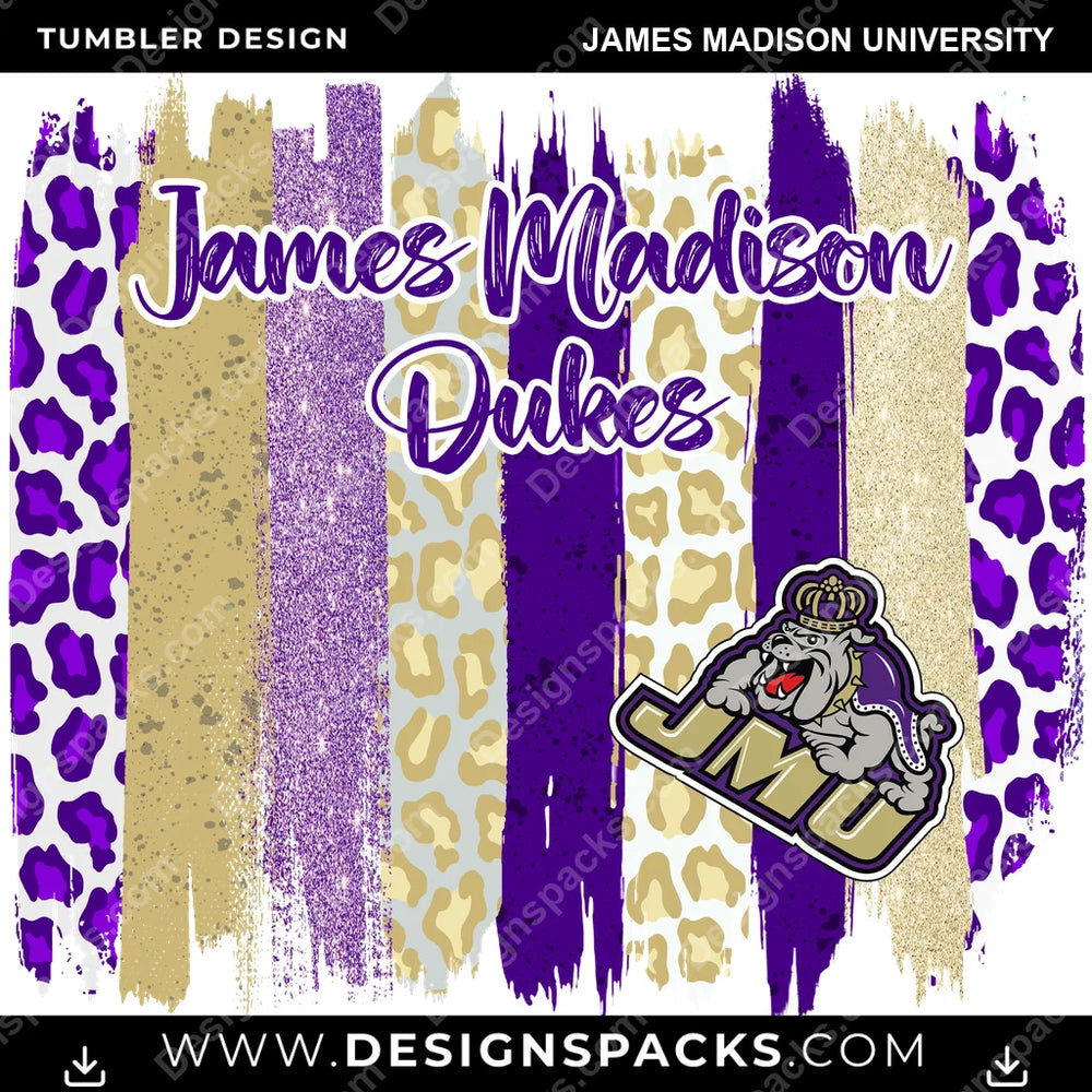 College Sport Brush Strokes James Madison University NCAA College Sport Tumbler Digital Wrap Design Download