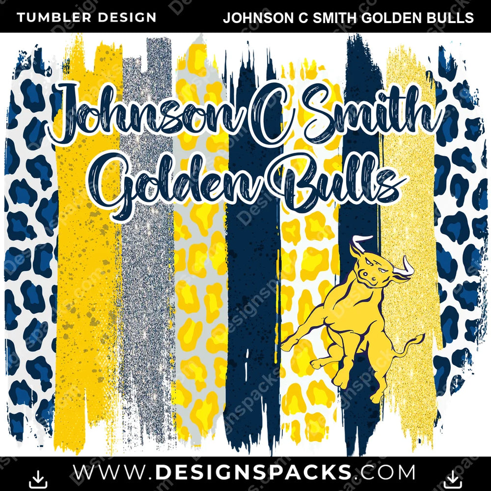 College Sport Brush Strokes Johnson C Smith Golden Bulls NCAA College Sport Tumbler Digital Wrap Design Download