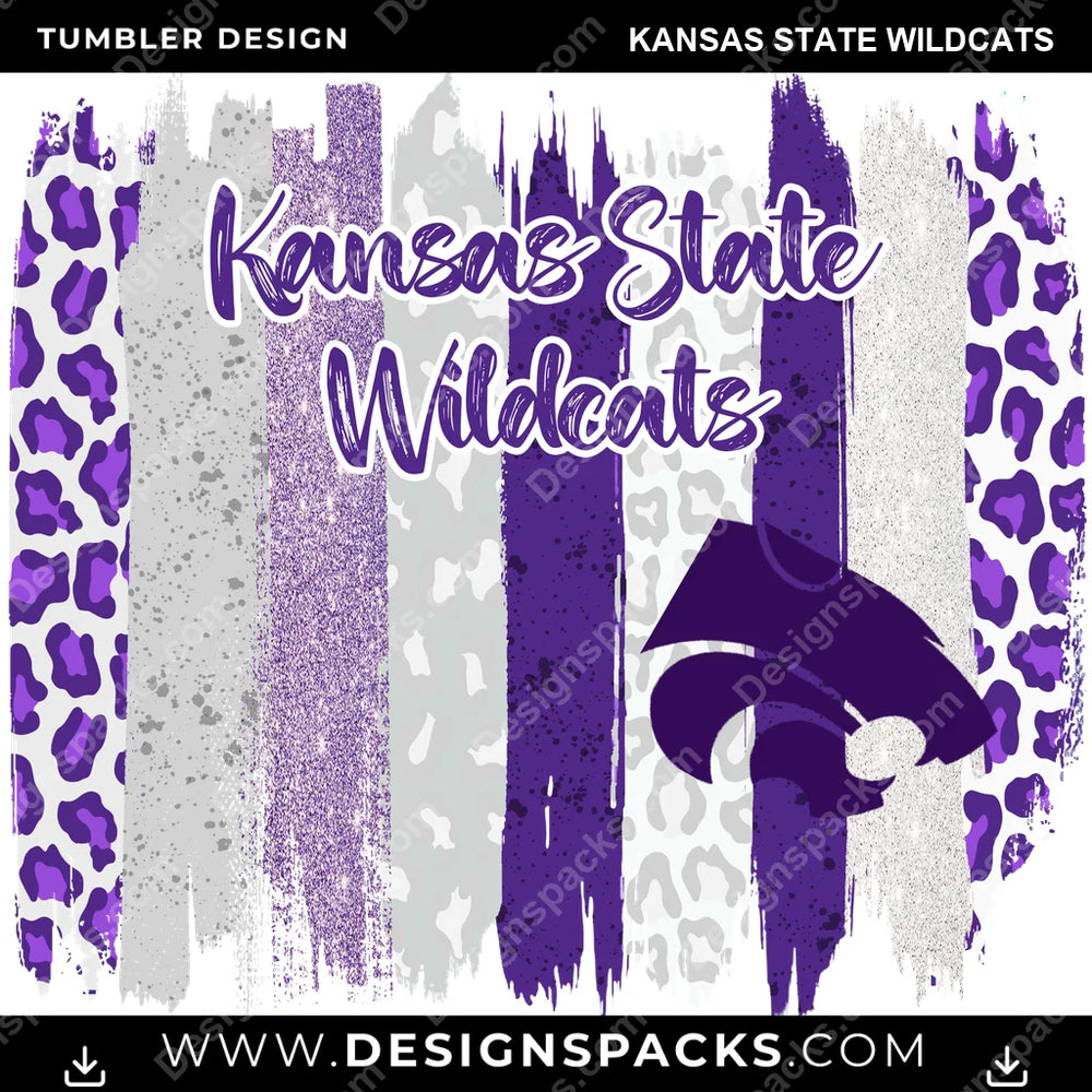College Sport Brush Strokes Kansas State Wildcats NCAA College Sport Tumbler Digital Wrap Design Download