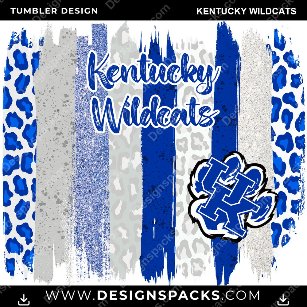 College Sport Brush Strokes Kentucky Wildcats NCAA College Sport Tumbler Digital Wrap Design Download