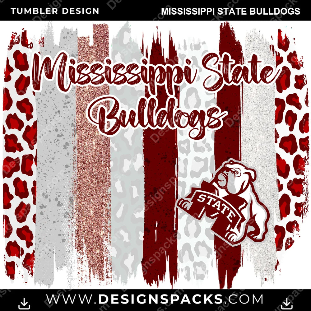 College Sport Brush Strokes Mississippi State Bulldogs NCAA College Sport Tumbler Digital Wrap Design Download