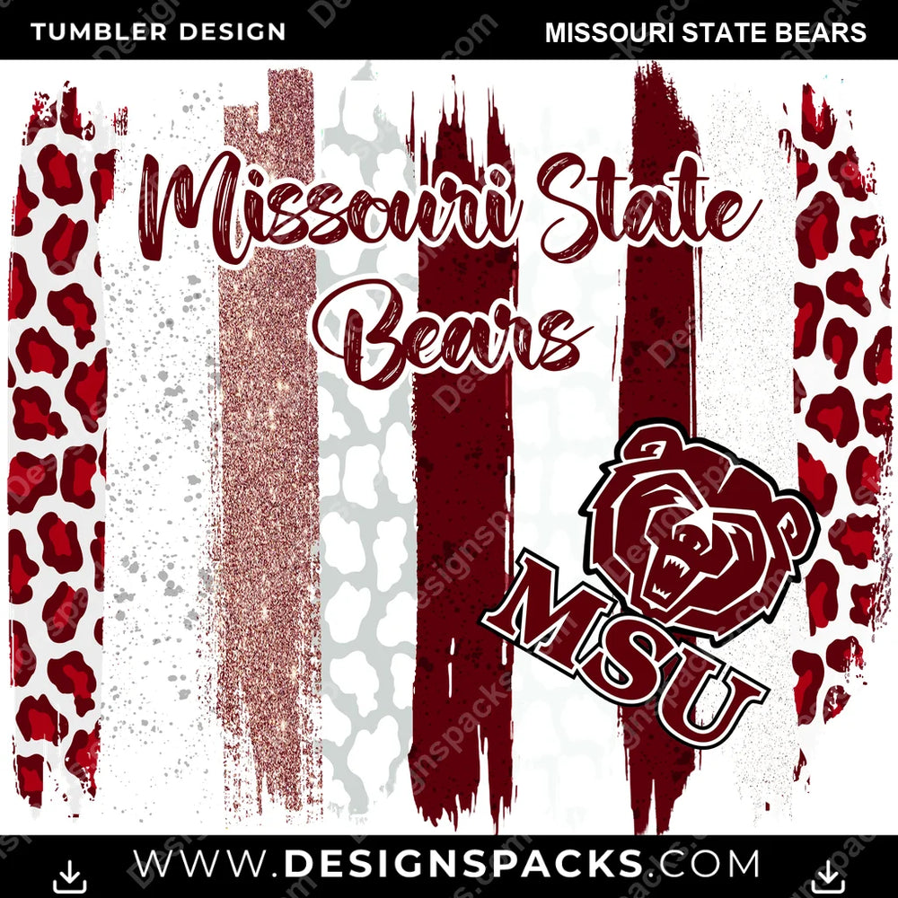 College Sport Brush Strokes Missouri State Bears NCAA College Sport Tumbler Digital Wrap Design Download