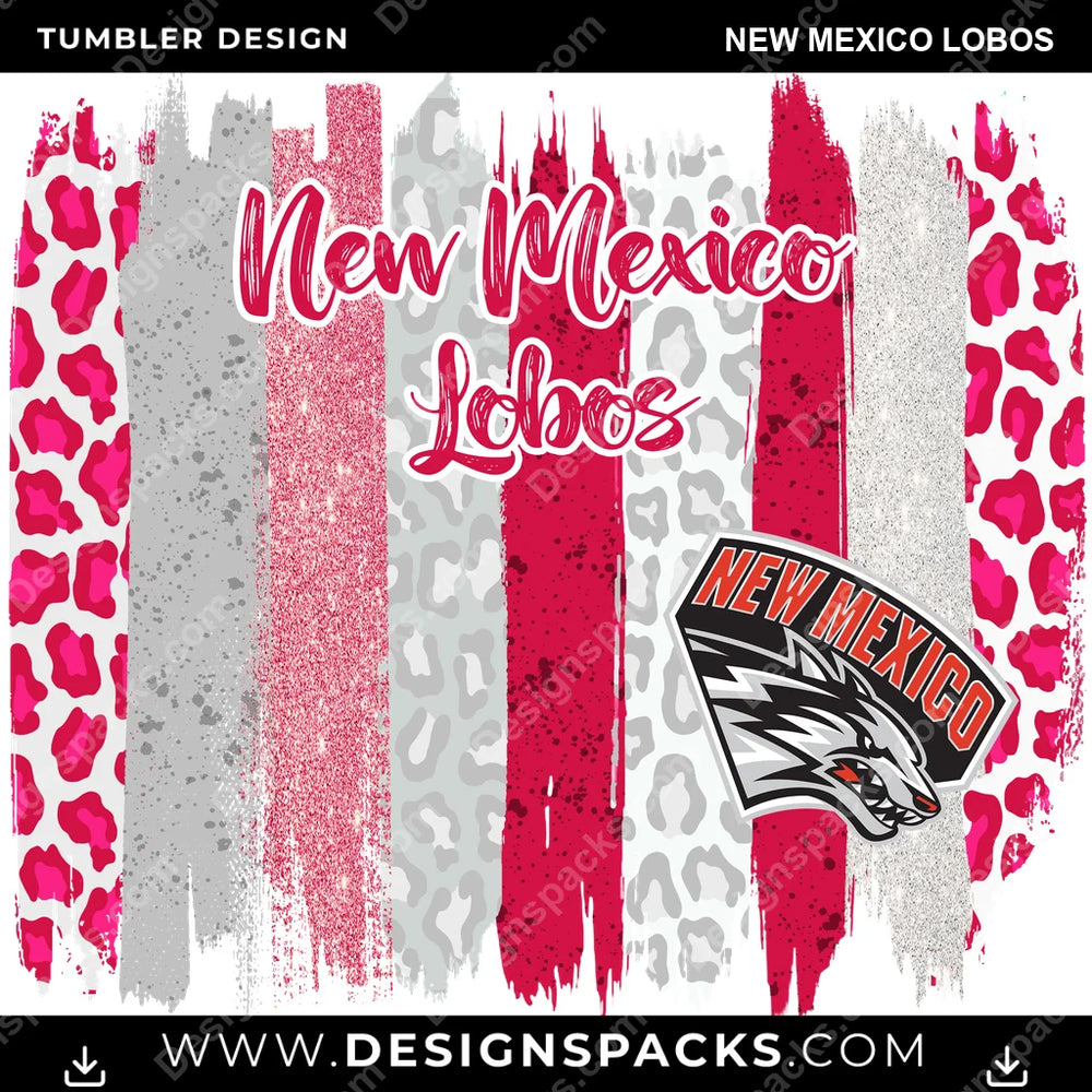College Sport Brush Strokes New Mexico Lobos NCAA College Sport Tumbler Digital Wrap Design Download