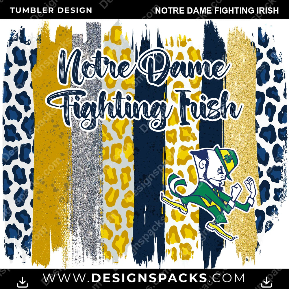 College Sport Brush Strokes Notre Dame Fighting Irish NCAA College Sport Tumbler Digital Wrap Design Download