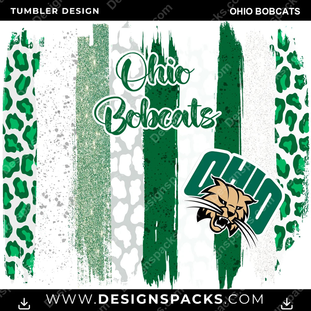 College Sport Brush Strokes Ohio Bobcats NCAA College Sport Tumbler Digital Wrap Design Download