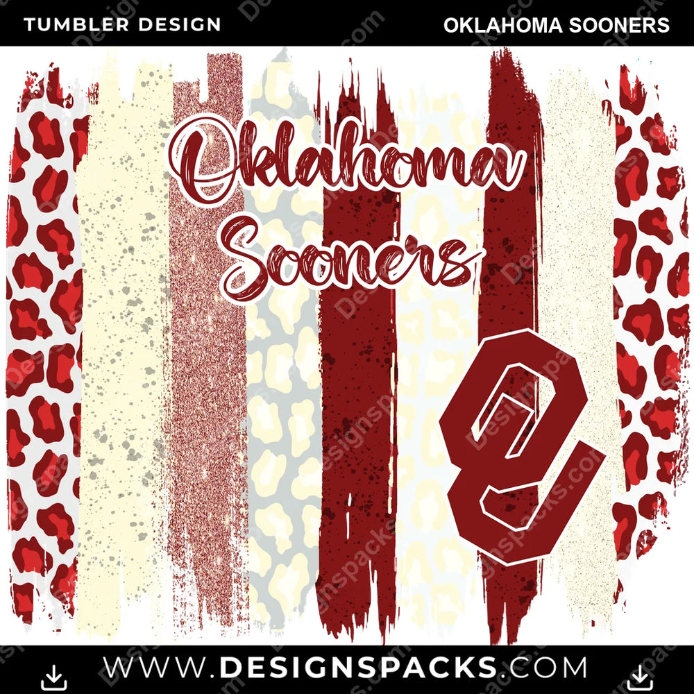College Sport Brush Strokes Oklahoma Sooners NCAA College Sport Tumbler Digital Wrap Design Download