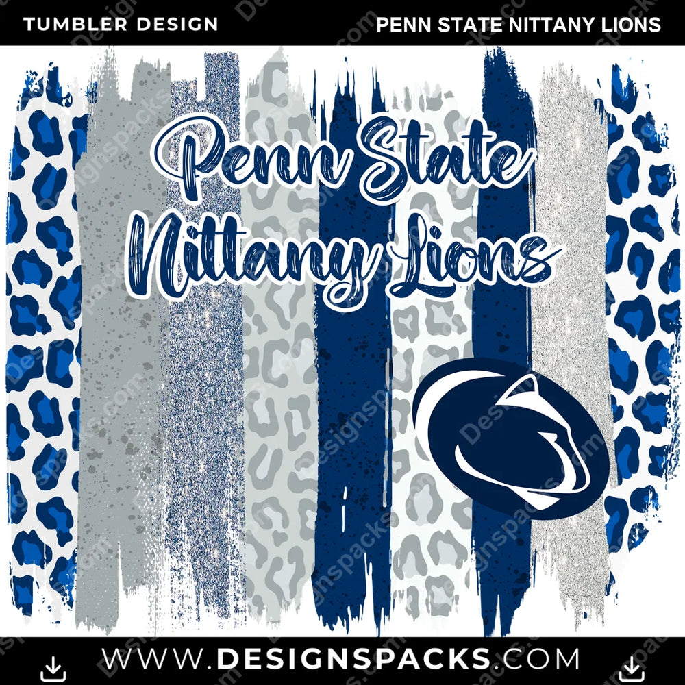 College Sport Brush Strokes Penn State Nittany Lions NCAA College Sport Tumbler Digital Wrap Design Download
