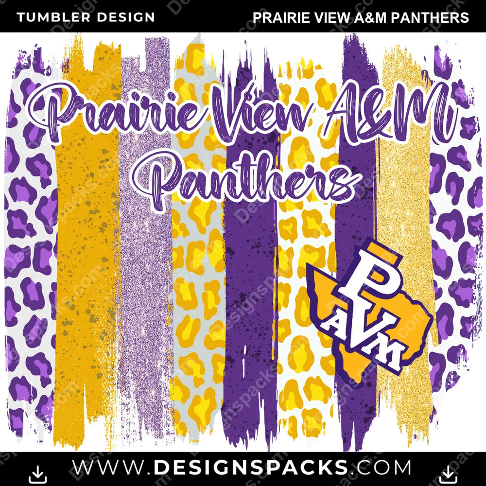 College Sport Brush Strokes Prairie View A&M Panthers NCAA College Sport Tumbler Digital Wrap Design Download