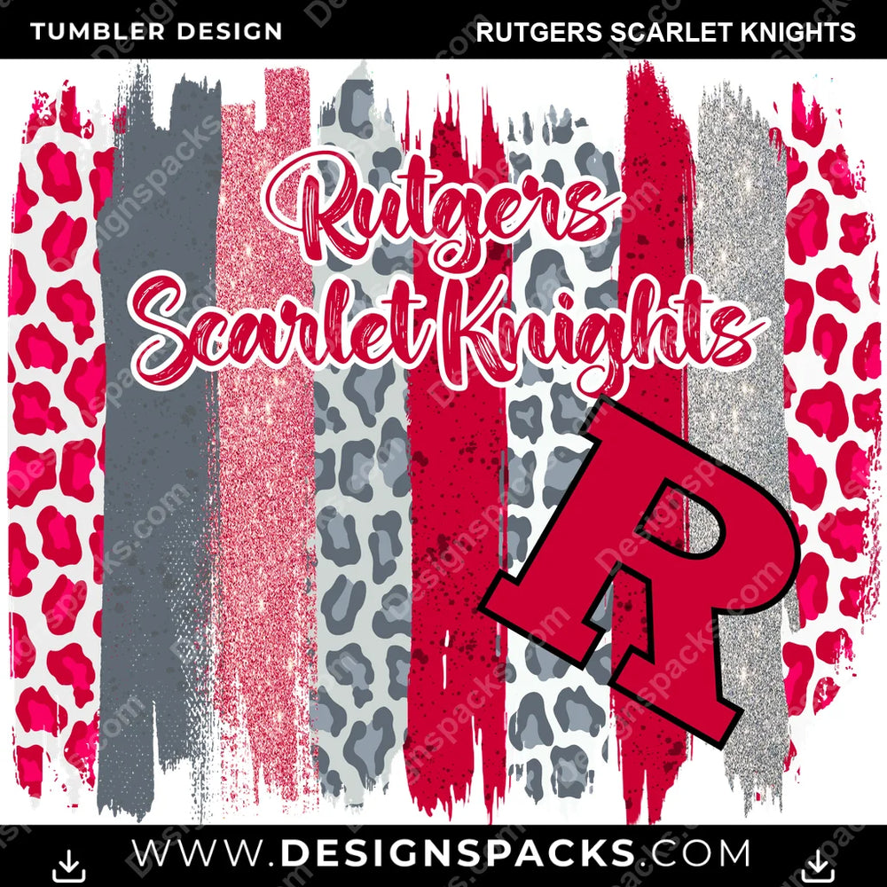 College Sport Brush Strokes Rutgers Scarlet Knights NCAA College Sport Tumbler Digital Wrap Design Download