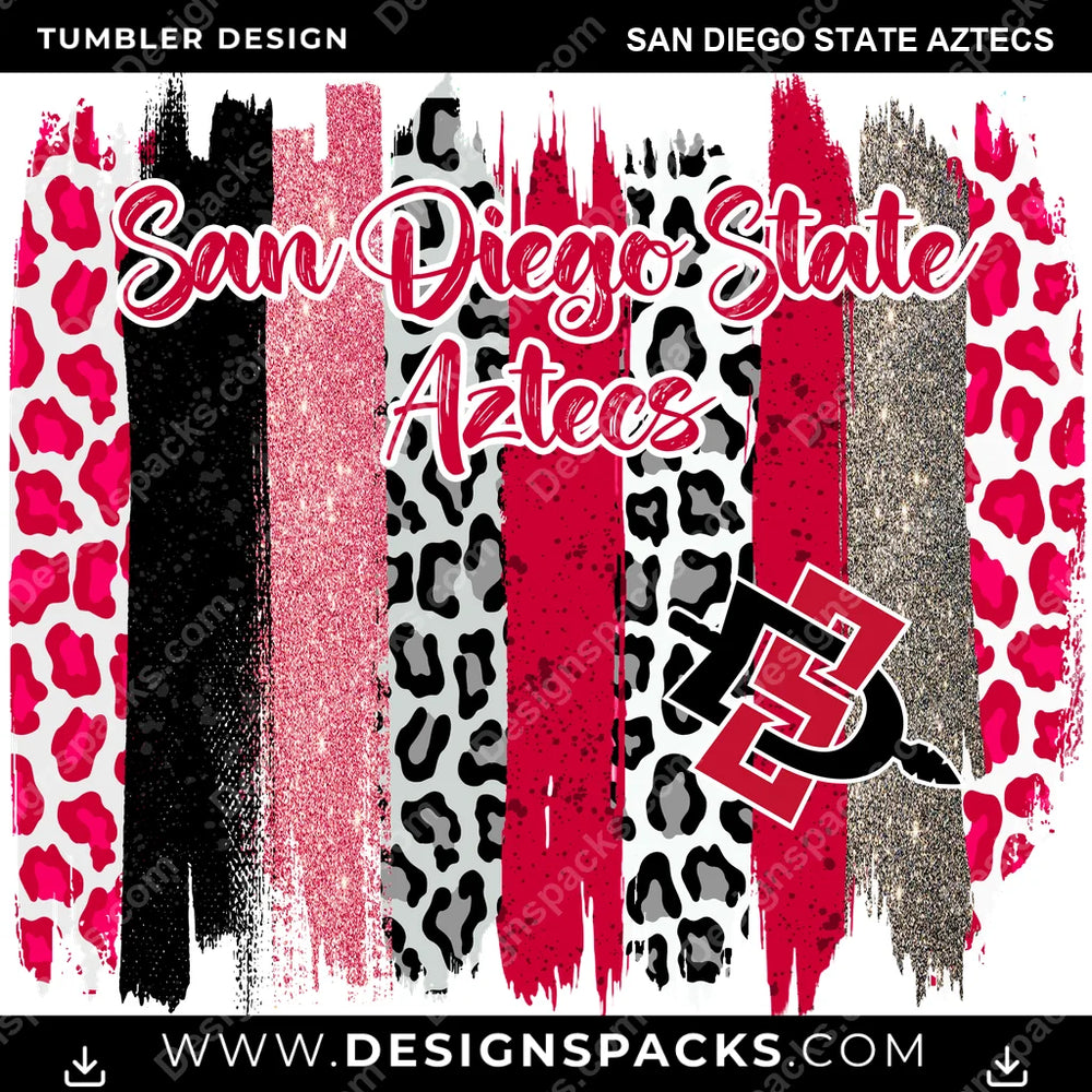 College Sport Brush Strokes San Diego State Aztecs NCAA College Sport Tumbler Digital Wrap Design Download