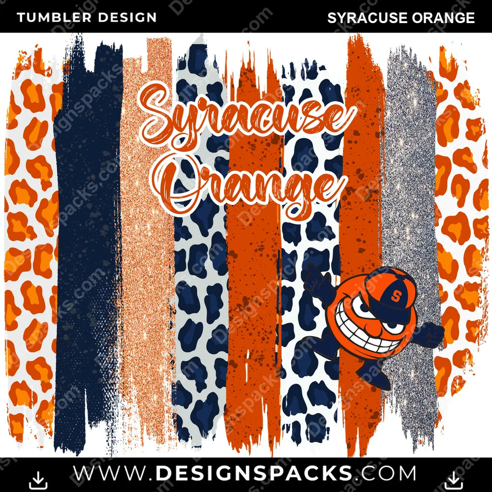 College Sport Brush Strokes Syracuse Orange NCAA College Sport Tumbler Digital Wrap Design Download