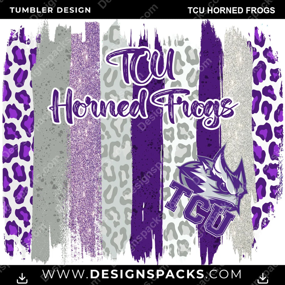 College Sport Brush Strokes TCU Horned Frogs NCAA College Sport Tumbler Digital Wrap Design Download