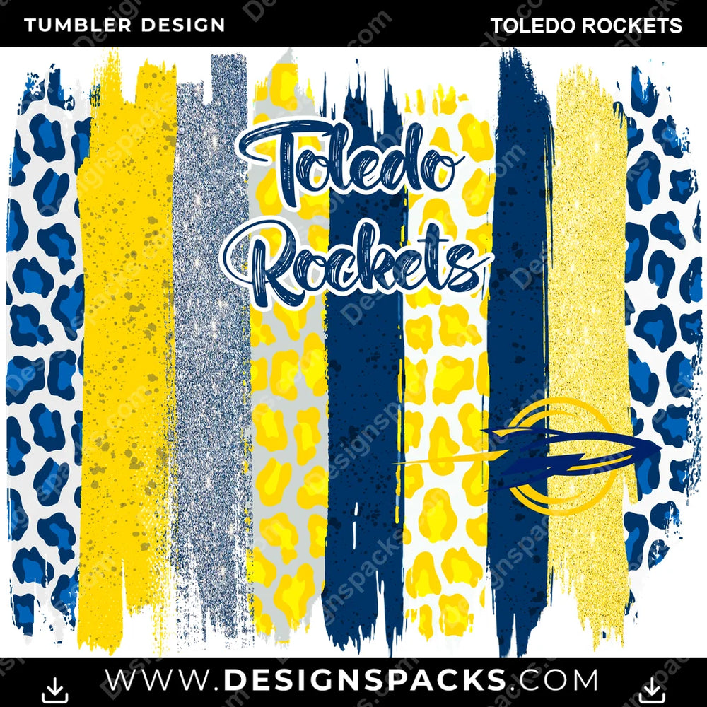 College Sport Brush Strokes Toledo Rockets NCAA College Sport Tumbler Digital Wrap Design Download