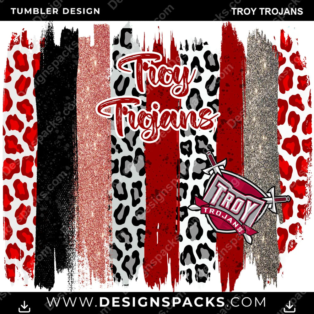 College Sport Brush Strokes Troy Trojans NCAA College Sport Tumbler Digital Wrap Design Download