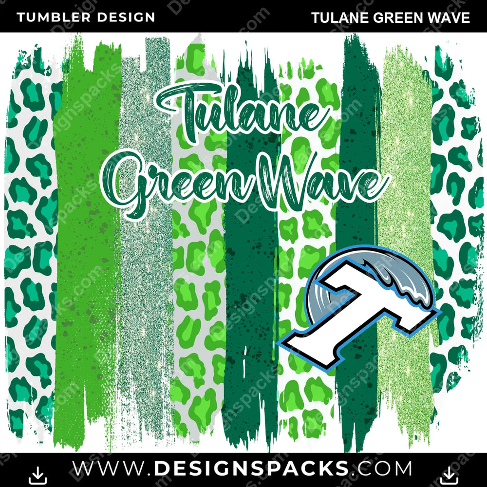 College Sport Brush Strokes Tulane Green Wave NCAA College Sport Tumbler Digital Wrap Design Download