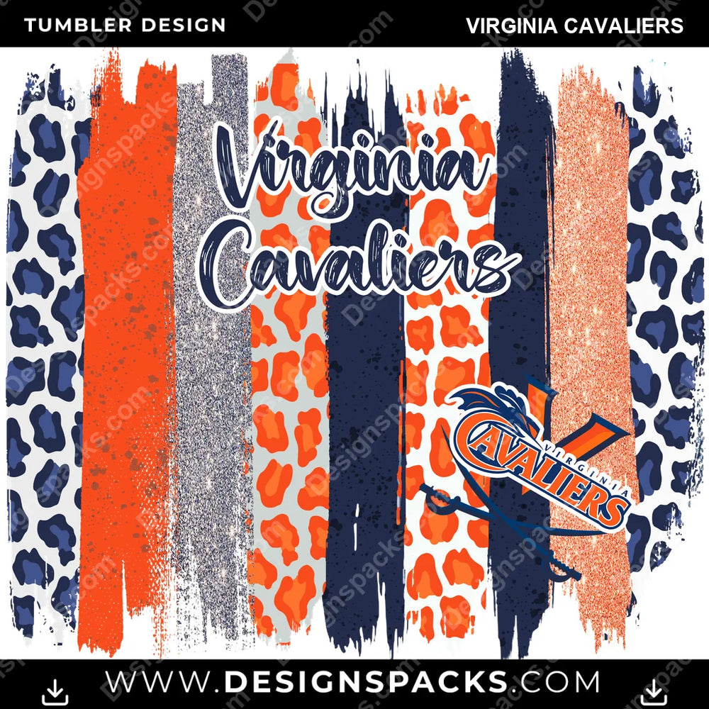 College Sport Brush Strokes Virginia Cavaliers NCAA College Sport Tumbler Digital Wrap Design Download