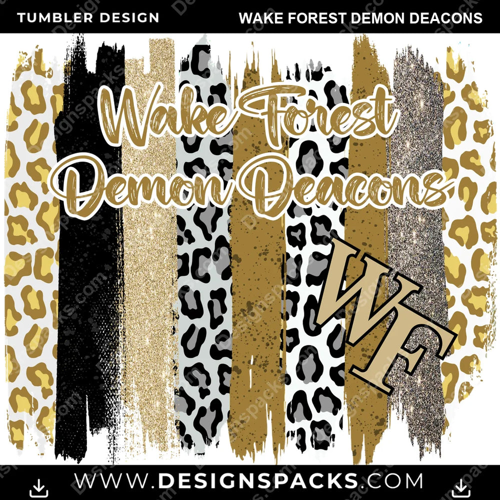 College Sport Brush Strokes Wake Forest Demon Deacons NCAA College Sport Tumbler Digital Wrap Design Download