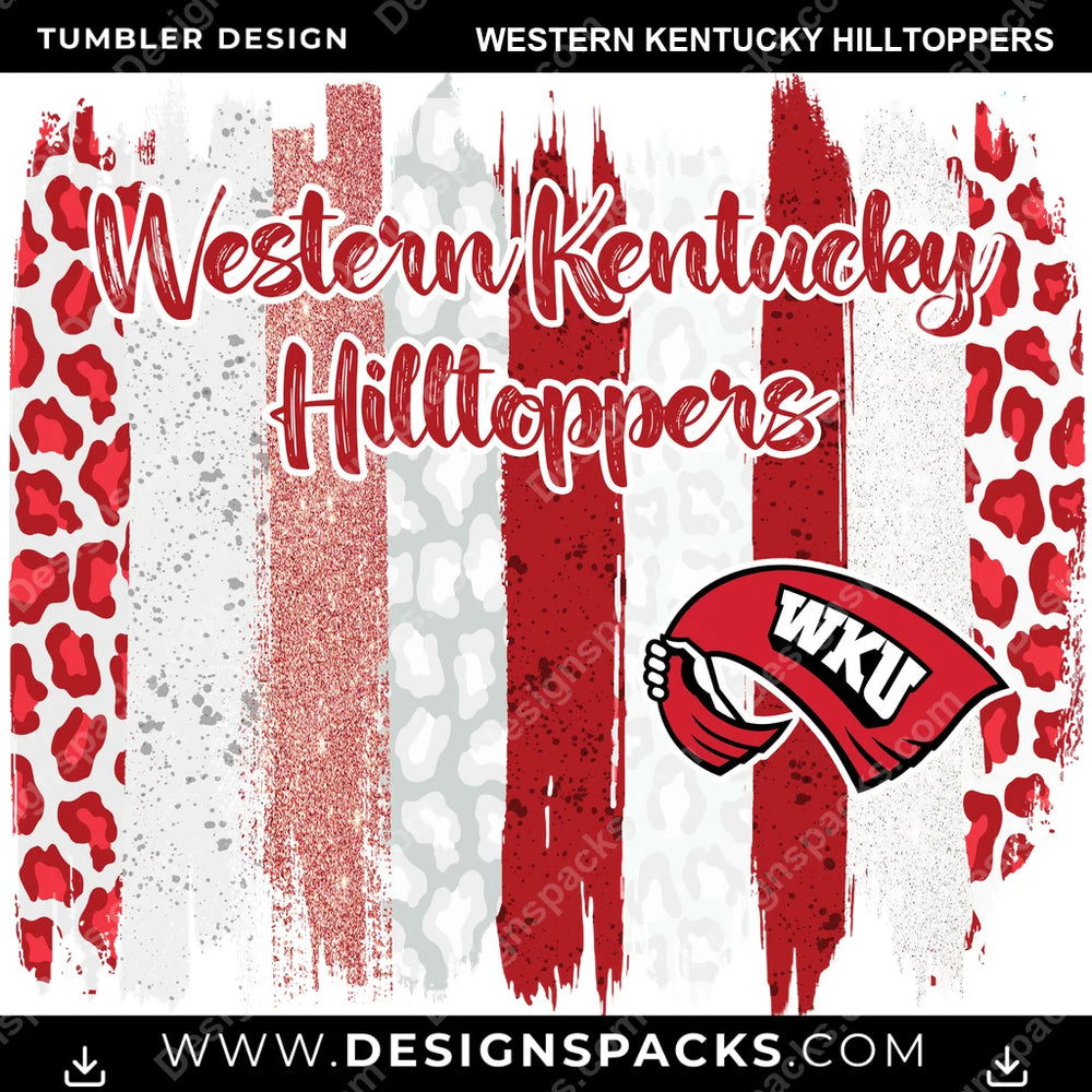 College Sport Brush Strokes Western Kentucky Hilltoppers NCAA College Sport Tumbler Digital Wrap Design Download