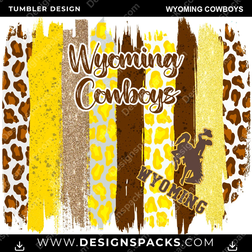 College Sport Brush Strokes Wyoming Cowboys NCAA College Sport Tumbler Digital Wrap Design Download