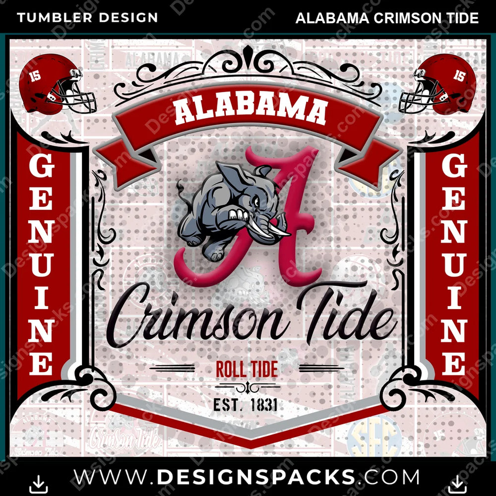 College Sport Bud Alabama Crimson Tide NCAA College Sport Tumbler Digital Wrap Design Download