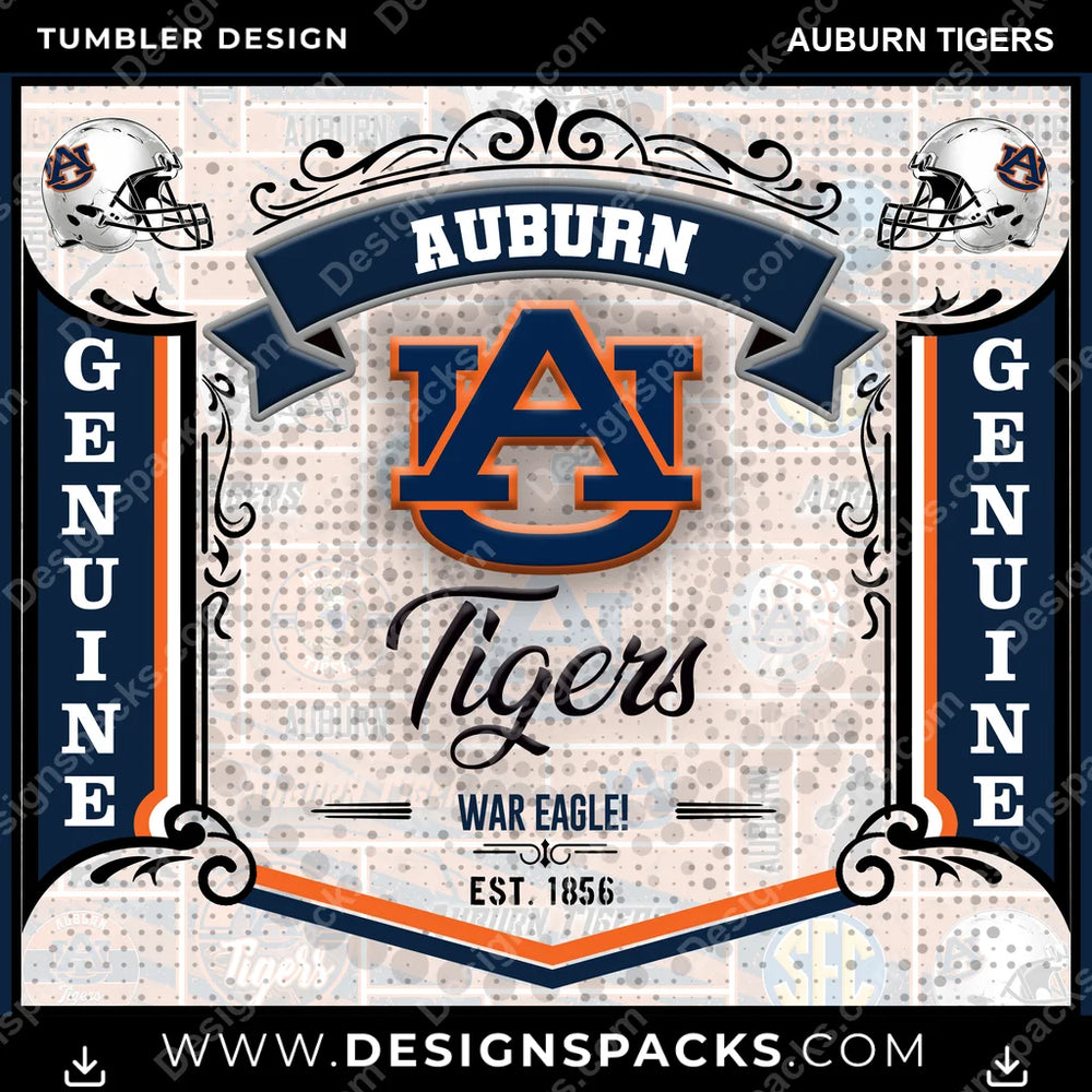 College Sport Bud Auburn Tigers NCAA College Sport Tumbler Digital Wrap Design Download