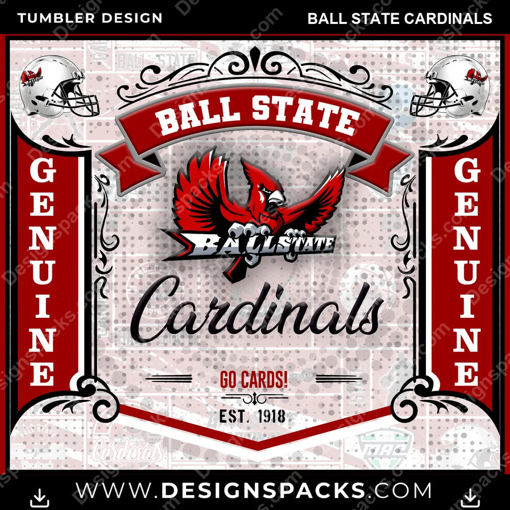 College Sport Bud Ball State Cardinals NCAA College Sport Tumbler Digital Wrap Design Download