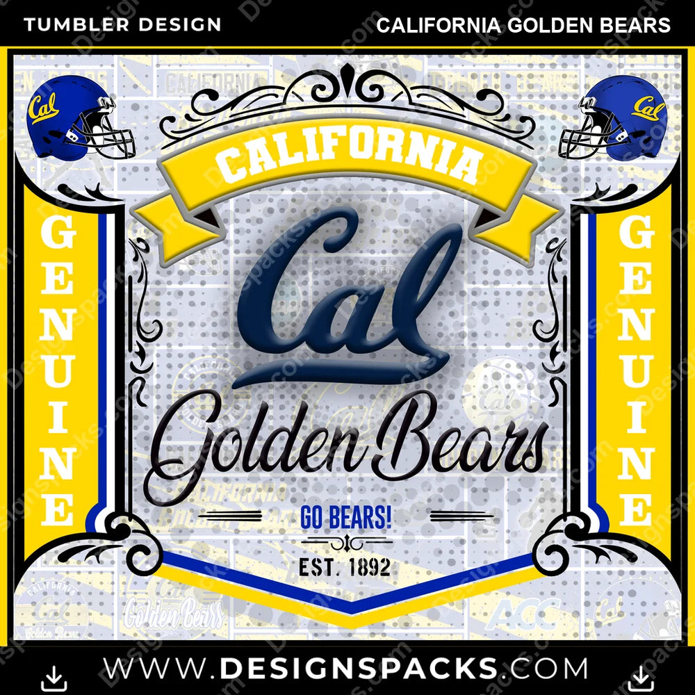 College Sport Bud California Golden Bears NCAA College Sport Tumbler Digital Wrap Design Download