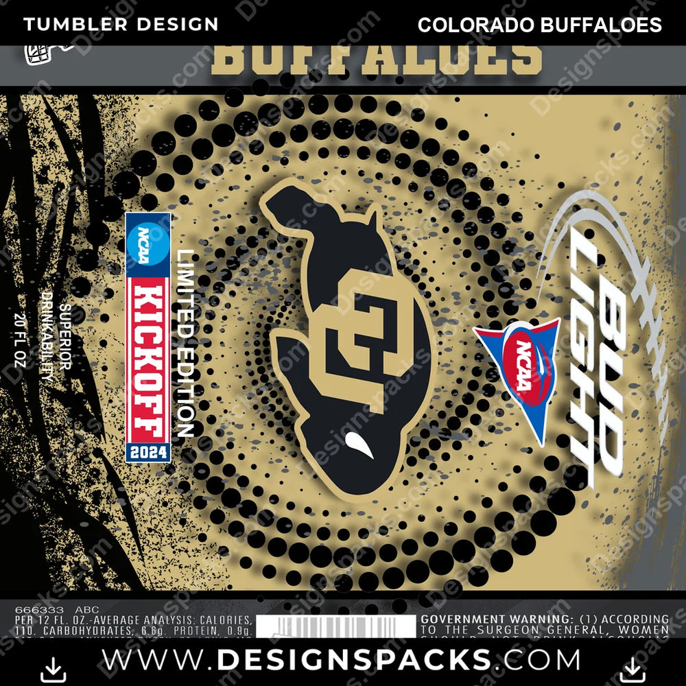 College Sport Bud Colorado Buffaloes NCAA College Sport Tumbler Digital Wrap Design Download