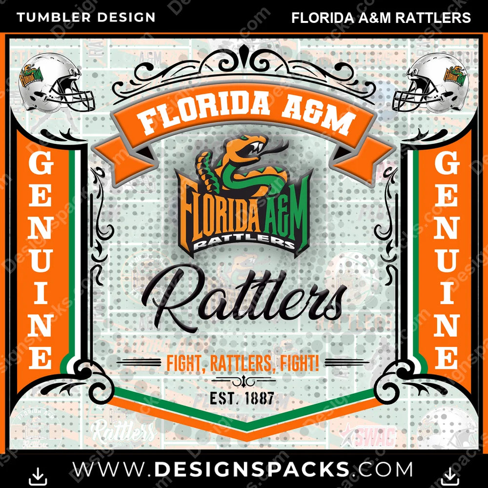 College Sport Bud Florida A&M Rattlers NCAA College Sport Tumbler Digital Wrap Design Download