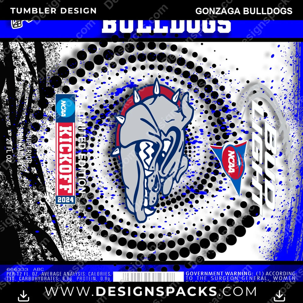 College Sport Bud Gonzaga Bulldogs NCAA College Sport Tumbler Digital Wrap Design Download