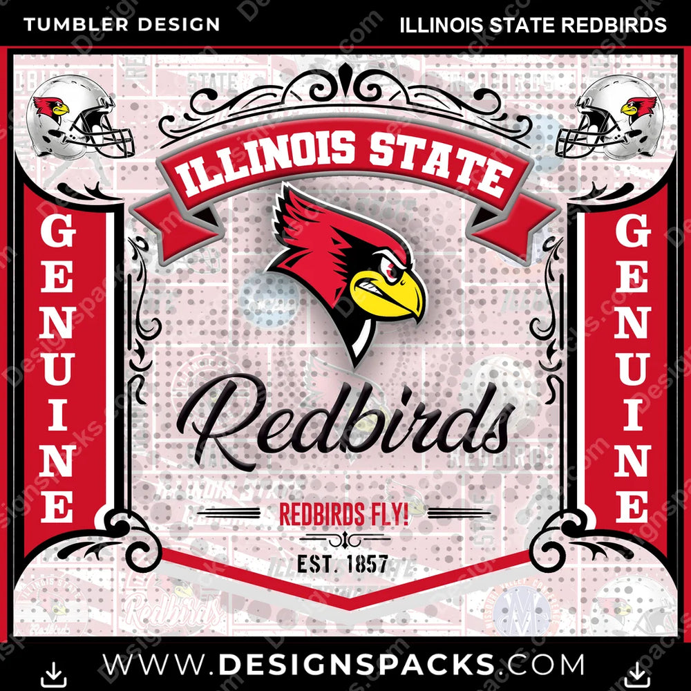 College Sport Bud Illinois State Redbirds NCAA College Sport Tumbler Digital Wrap Design Download
