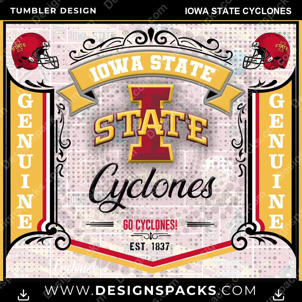 College Sport Bud Iowa State Cyclones NCAA College Sport Tumbler Digital Wrap Design Download