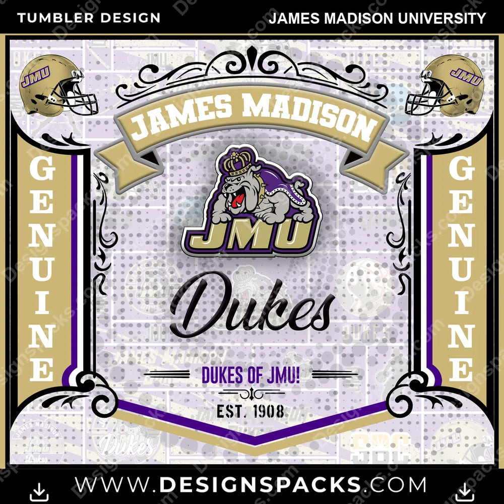College Sport Bud James Madison University NCAA College Sport Tumbler Digital Wrap Design Download