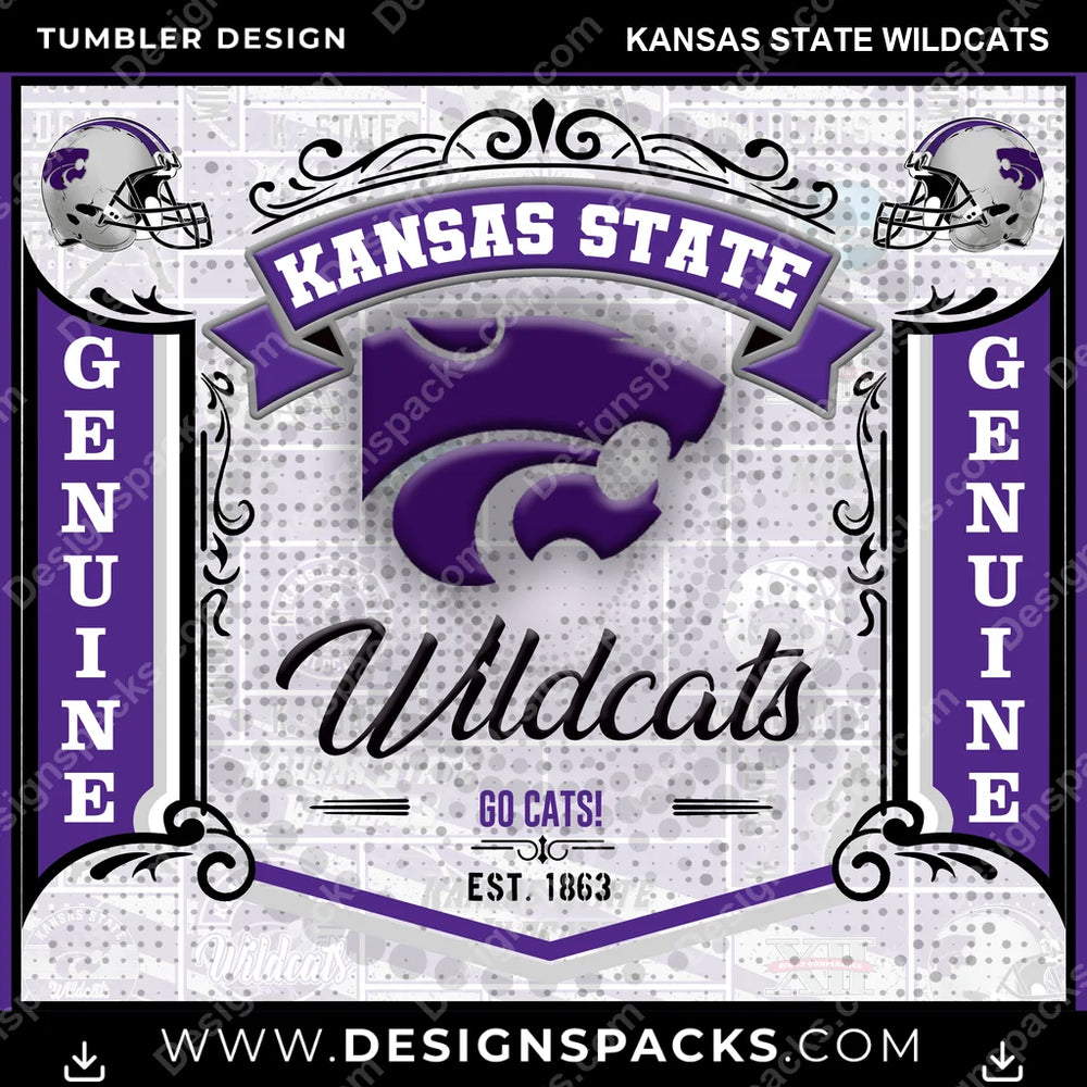 College Sport Bud Kansas State Wildcats NCAA College Sport Tumbler Digital Wrap Design Download